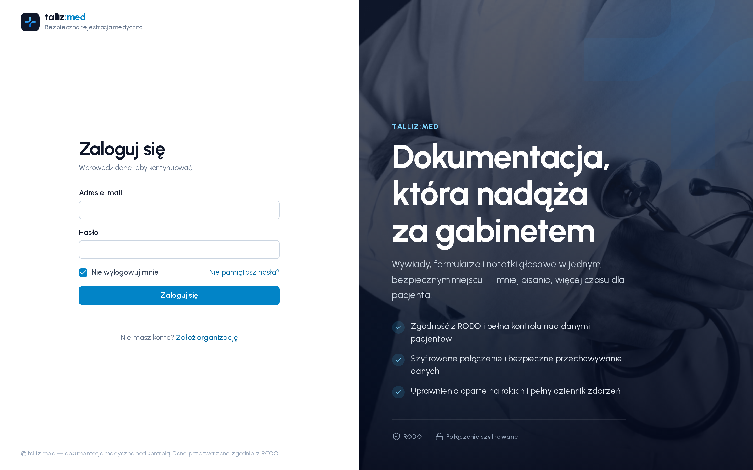 Ekran logowania talliz:med