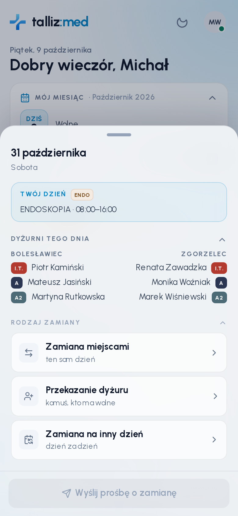Szczegóły dnia w aplikacji mobilnej