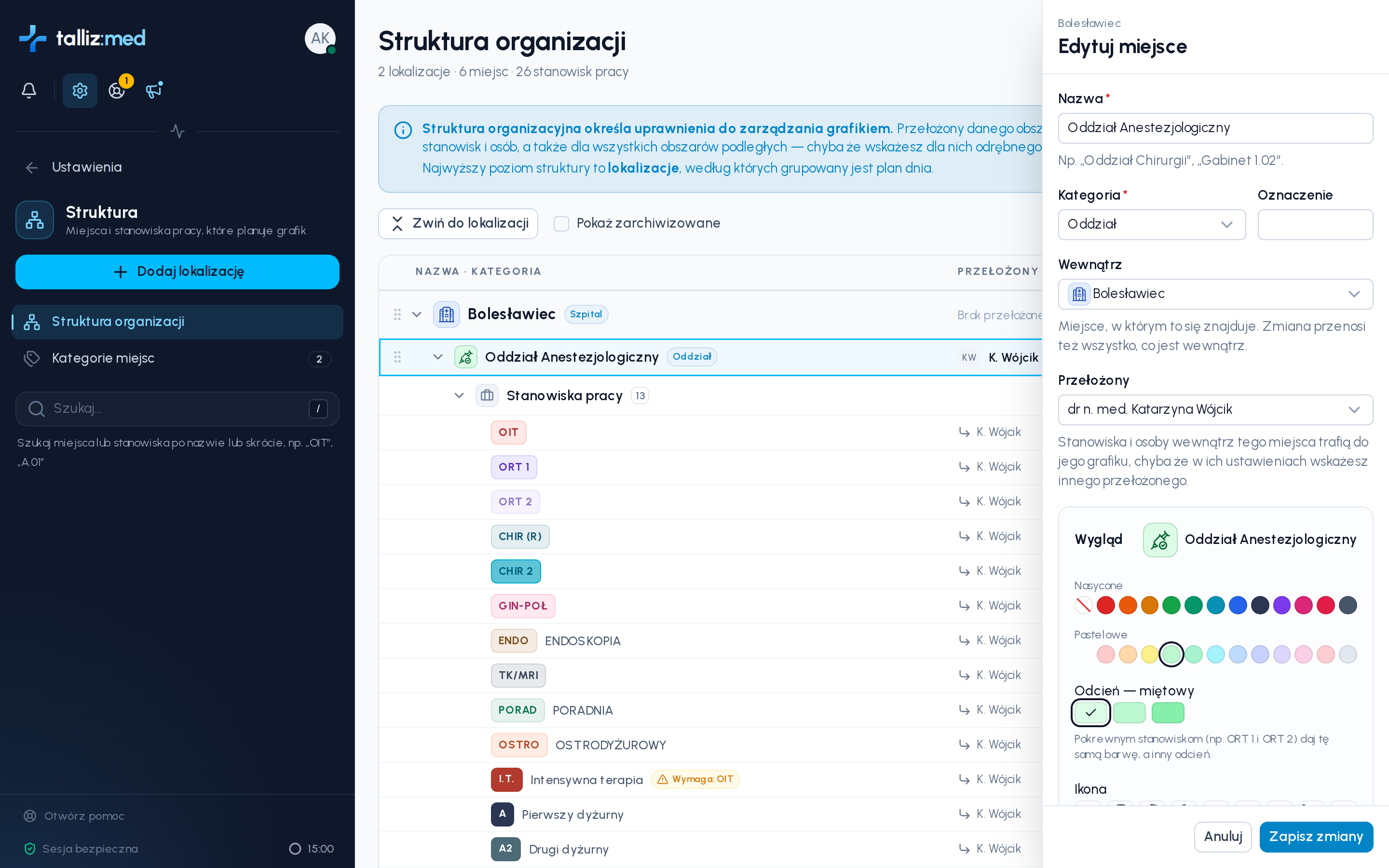 Formularz edycji miejsca z sekcją Wygląd